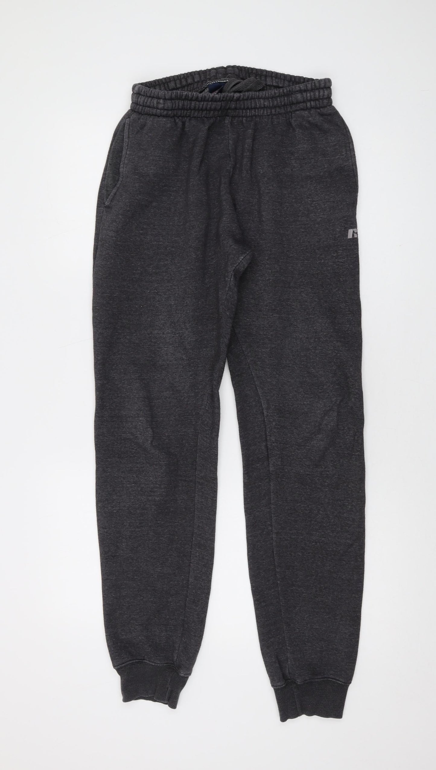 Russell Athletic Mens Grey Polyester Trousers Size M L32 in Regular Drawstring