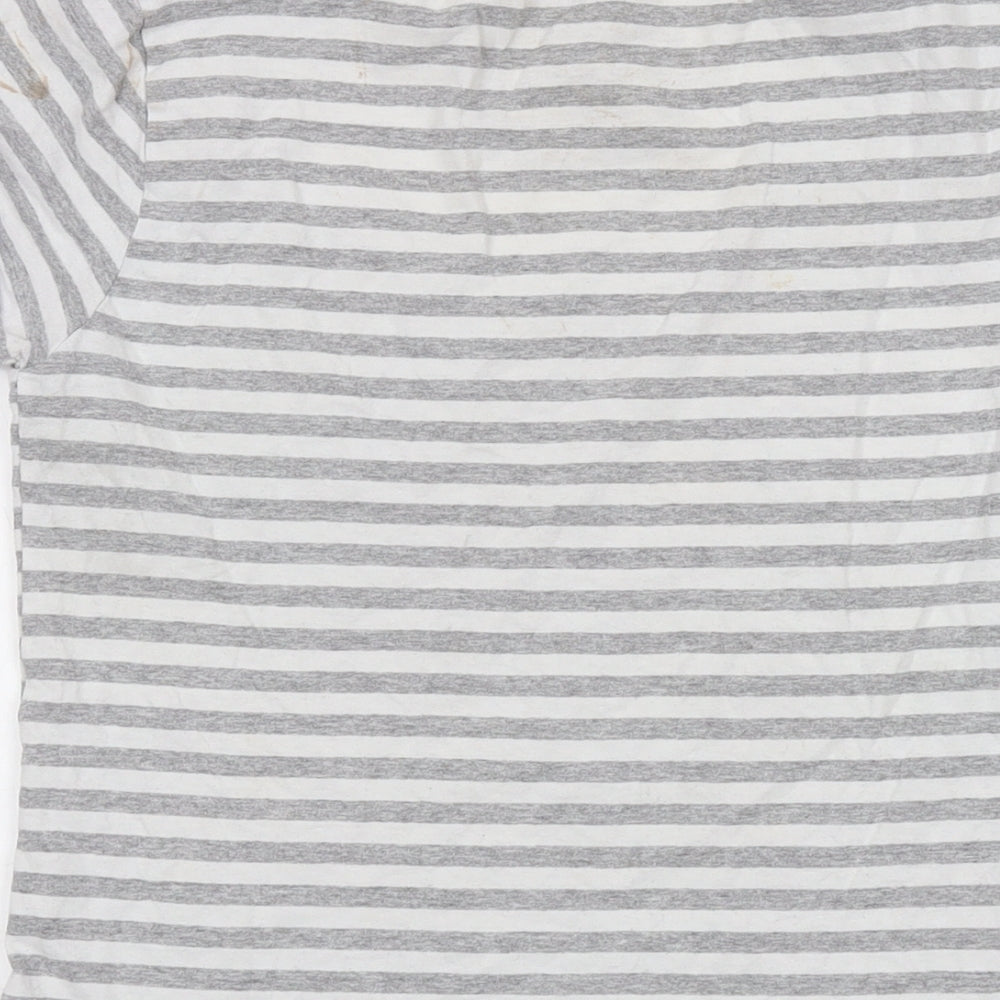 Disney Womens Grey Striped Cotton Basic T-Shirt Size S Round Neck - The Winnie Pooh