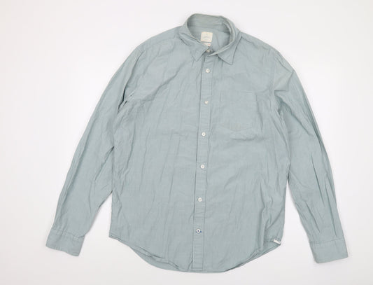 Gap Mens Green Cotton Button-Up Size L Collared Button