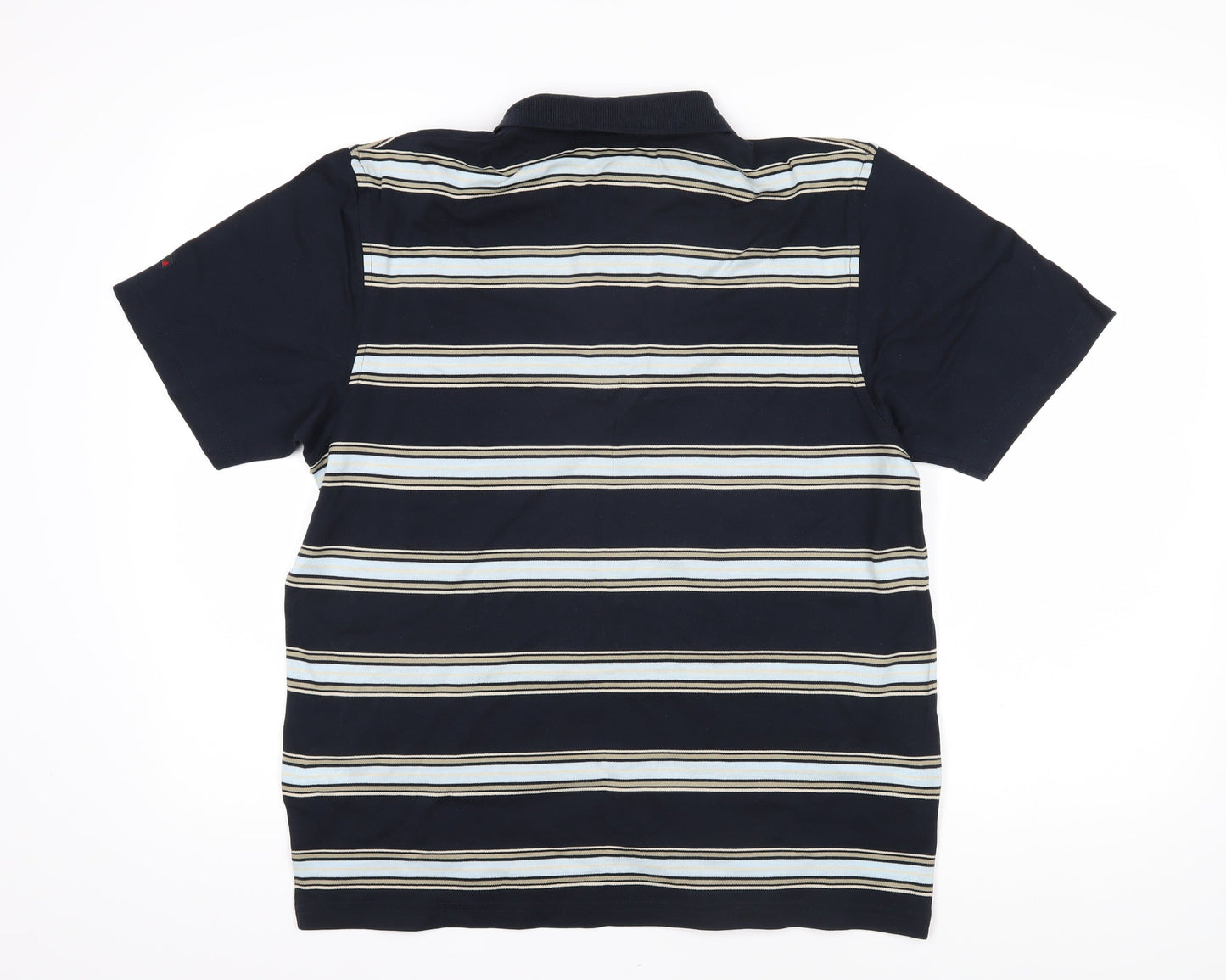 REDGREEN Mens Blue Striped 100% Cotton Polo Size M Collared Button