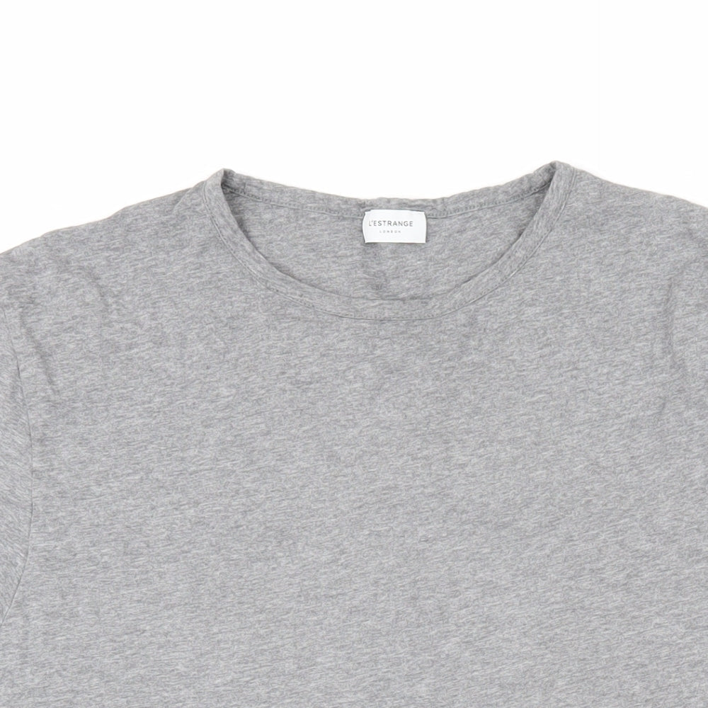 l'strange Womens Grey Cotton Basic T-Shirt Size L Round Neck