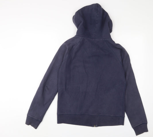 Jack Wills Womens Blue Cotton Full Zip Hoodie Size 8 Zip - Logo