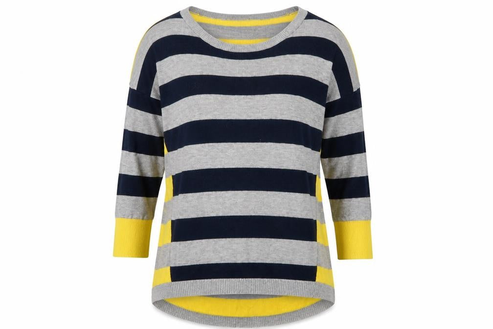 Oasis Womens Multicoloured Crew Neck Striped Viscose Pullover Jumper Size M