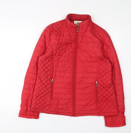 Shenpai Womens Red Quilted Jacket Size L Zip - Zip Pockets