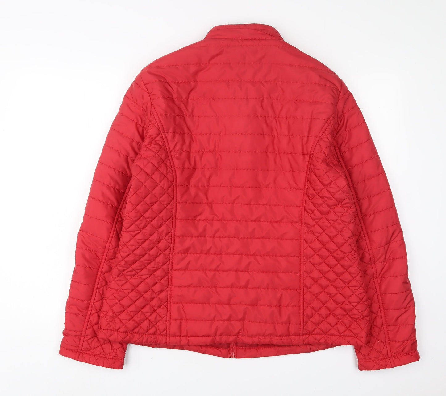 Shenpai Womens Red Quilted Jacket Size L Zip - Zip Pockets