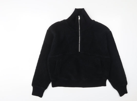 Marks and Spencer Womens Black Polyester Pullover Sweatshirt Size S Zip - 1/2 Zip