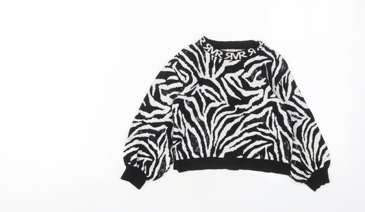 River Island Girls White Crew Neck Animal Print Viscose Pullover Jumper Size 2-3 Years Pullover - Sequins