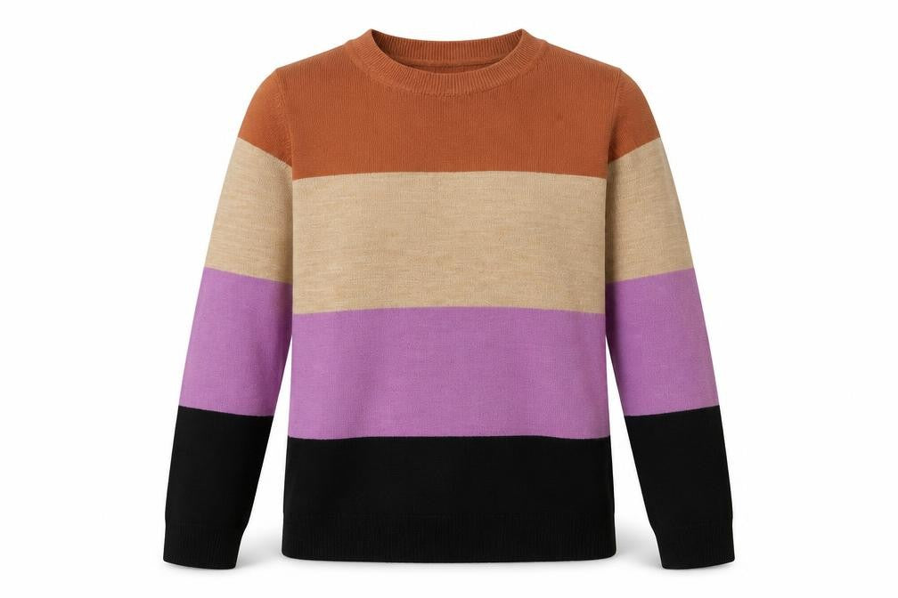 Marks and Spencer Womens Multicoloured Crew Neck Striped Acrylic Pullover Jumper Size 10