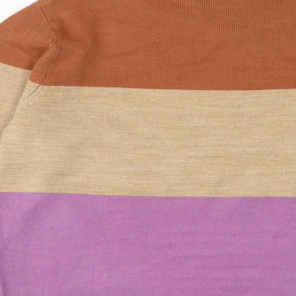 Marks and Spencer Womens Multicoloured Crew Neck Striped Acrylic Pullover Jumper Size 10