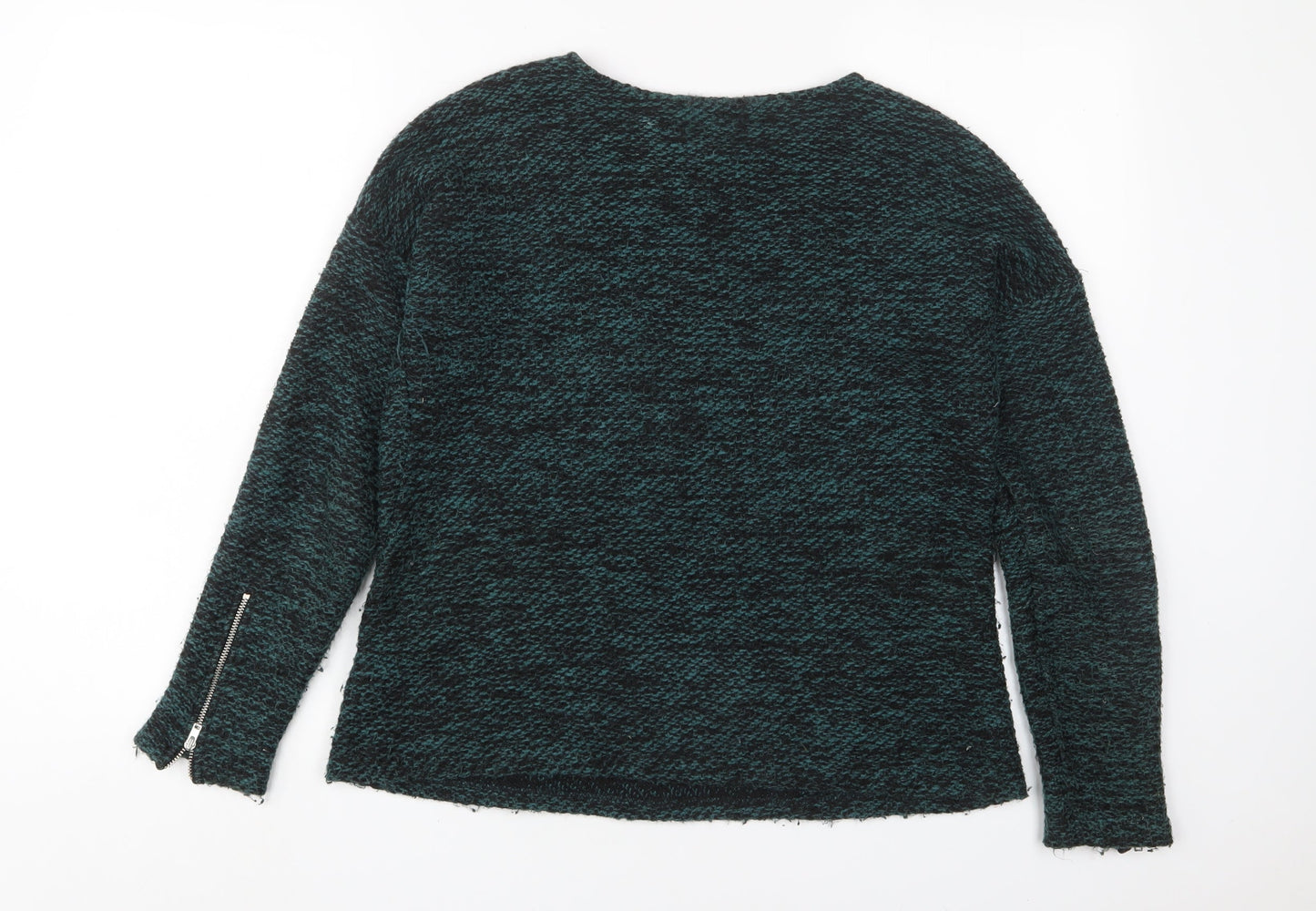 Indigo Womens Green Crew Neck Polyester Pullover Jumper Size 10