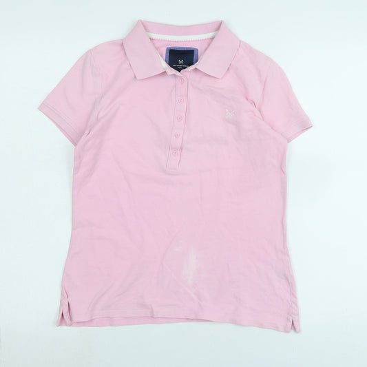Crew Clothing Womens Pink Cotton Basic Polo Size 10 Collared - Logo