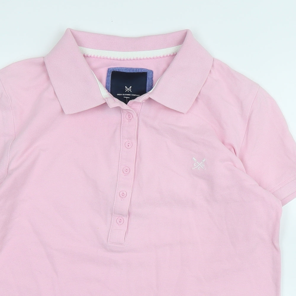 Crew Clothing Womens Pink Cotton Basic Polo Size 10 Collared - Logo