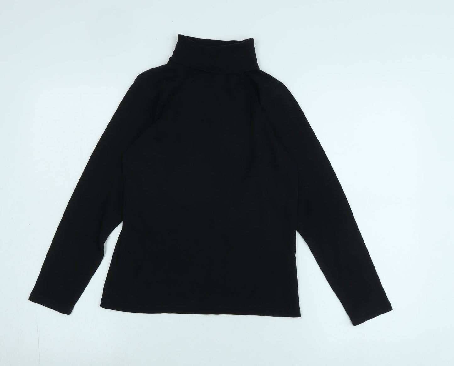 isle Womens Black High Neck Cotton Pullover Jumper Size S - Logo