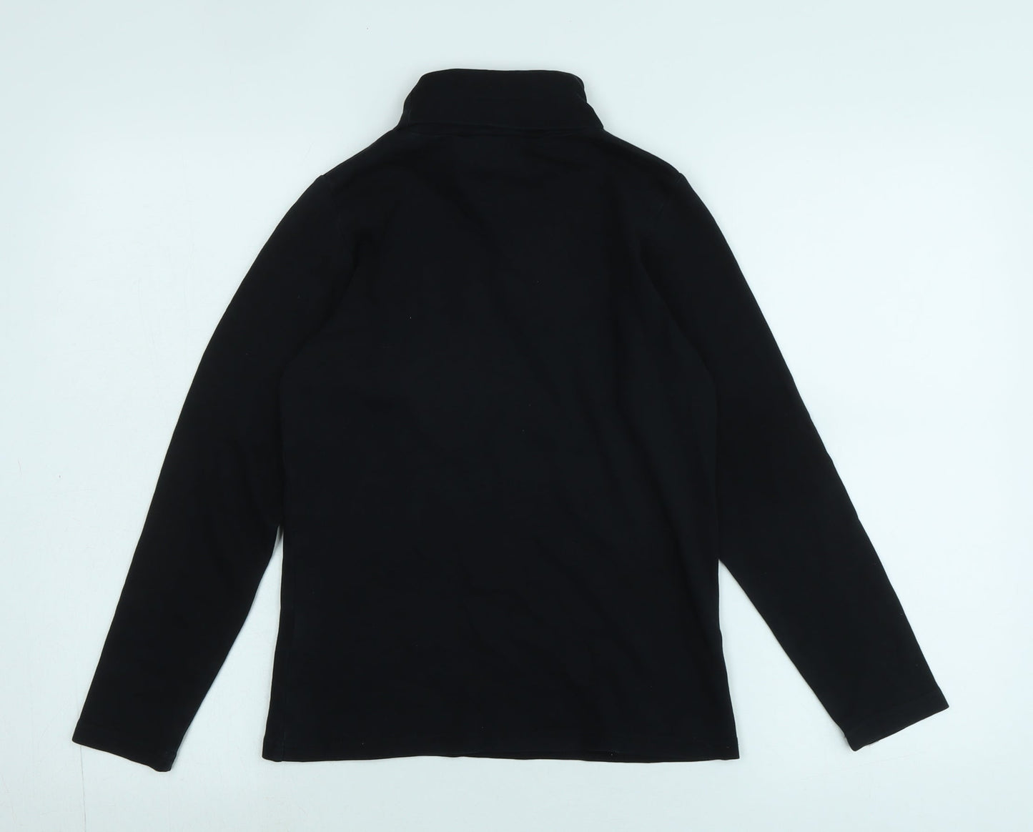 isle Womens Black High Neck Cotton Pullover Jumper Size S - Logo