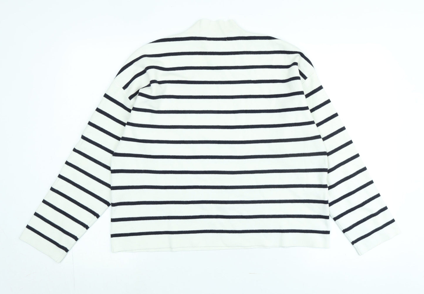 Ming Womens Ivory Mock Neck Cotton Pullover Jumper Size M - Logo