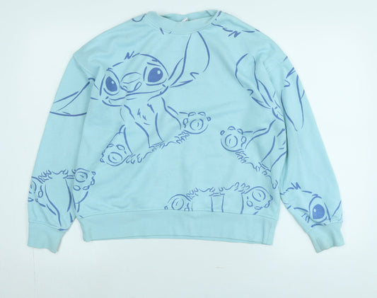 Disney Womens Blue Cotton Pullover Sweatshirt Size XS - Logo