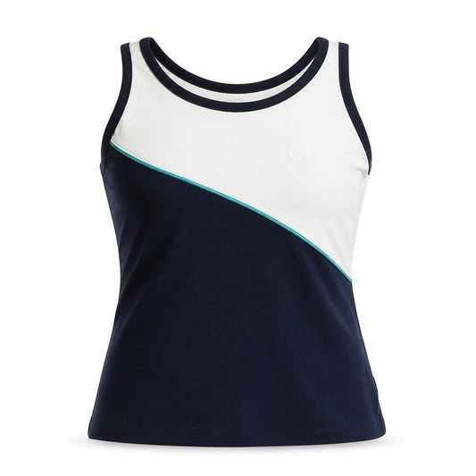 Sergio Tacchini Womens Blue Polyester Basic Tank Size L Scoop Neck - Logo