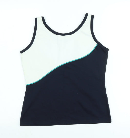 Sergio Tacchini Womens Blue Polyester Basic Tank Size L Scoop Neck - Logo