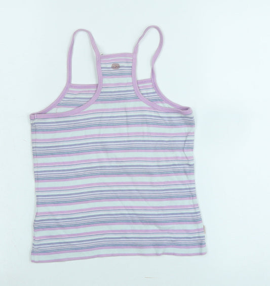 ellesse Womens Purple Striped Cotton Camisole Tank Size 10 Square Neck - Logo