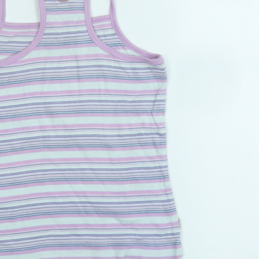 ellesse Womens Purple Striped Cotton Camisole Tank Size 10 Square Neck - Logo