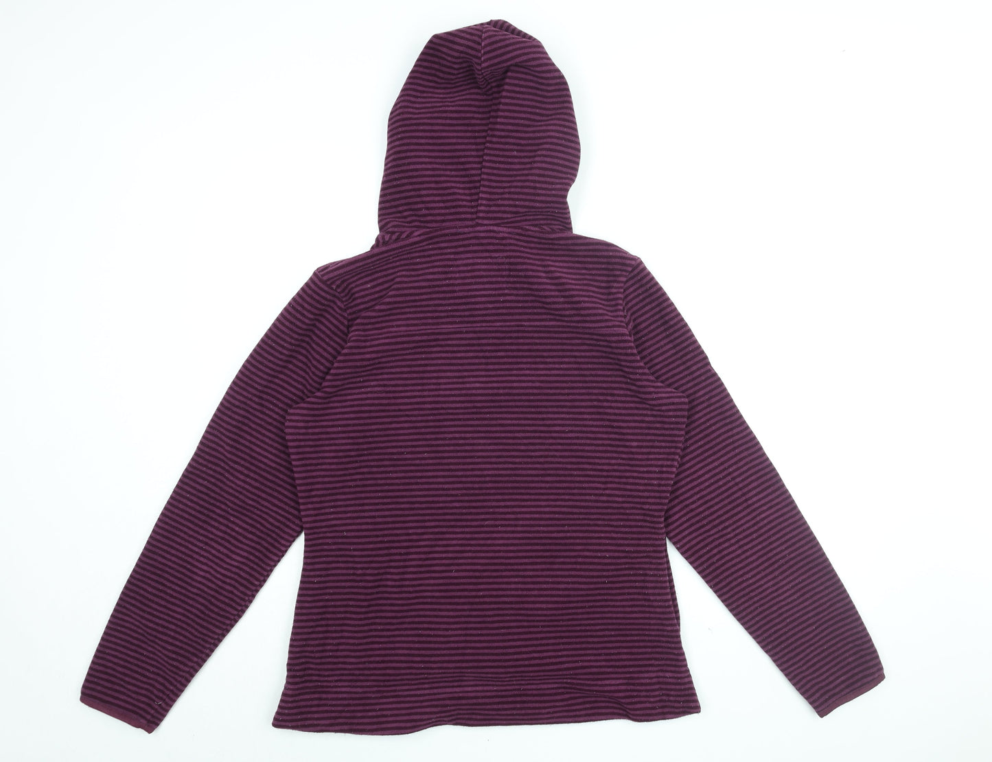 brasher Womens Purple Striped Polyester Pullover Hoodie Size 12 Pullover
