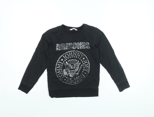 Ramones Boys Black Cotton Pullover Sweatshirt Size 7-8 Years Pullover - Ramones Logo
