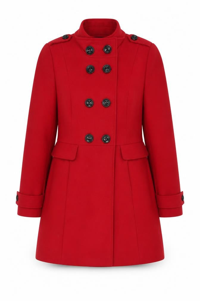 Marks & Spencer Womens Red Pea Coat Coat Size 12 Button