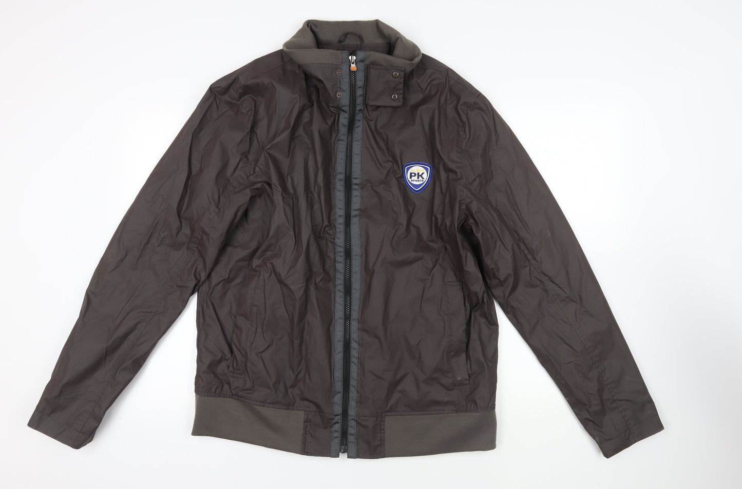 PK Sports Mens Brown Jacket Size XL Zip - Logo Waterproof Technical