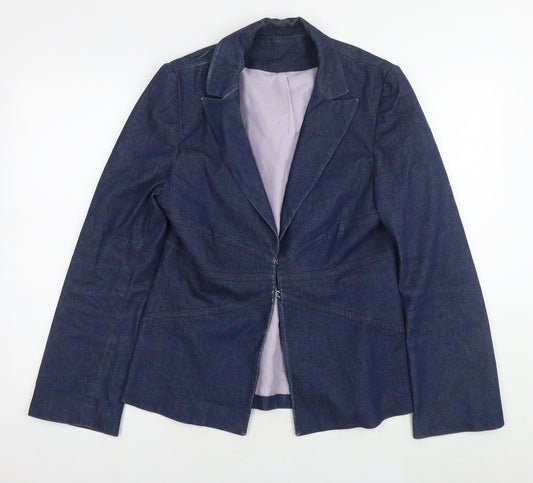New Look Womens Blue Jacket Blazer Size 12 Hook & Eye - Vintage