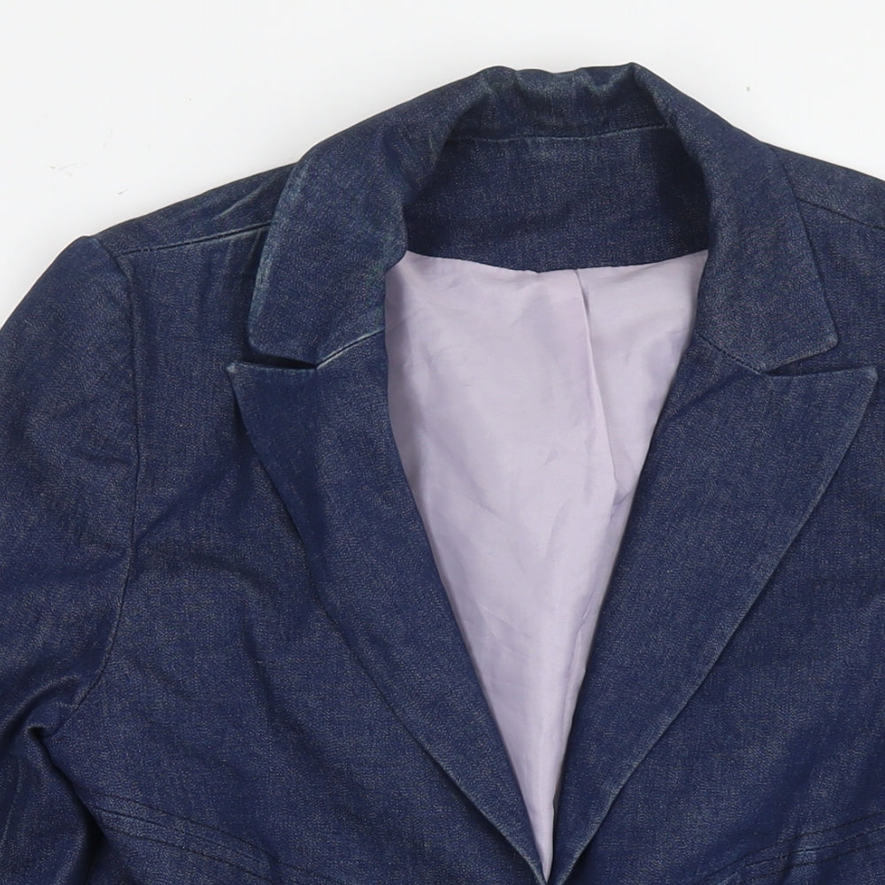 New Look Womens Blue Jacket Blazer Size 12 Hook & Eye - Vintage