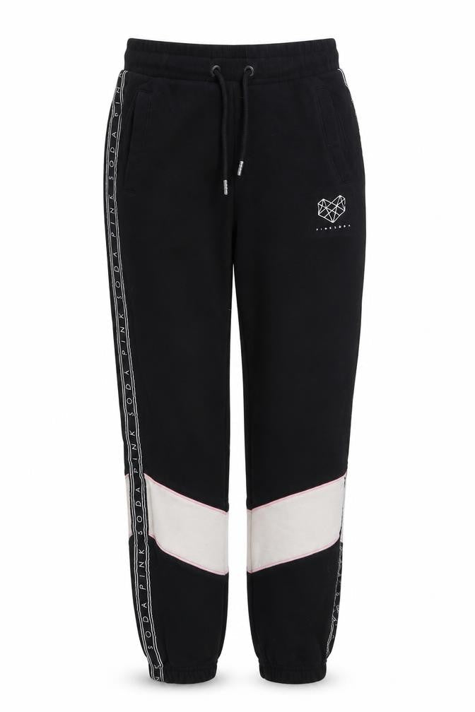 Pink Soda Womens Black Cotton Jogger Trousers Size 8 L26 in Regular Drawstring - Logo
