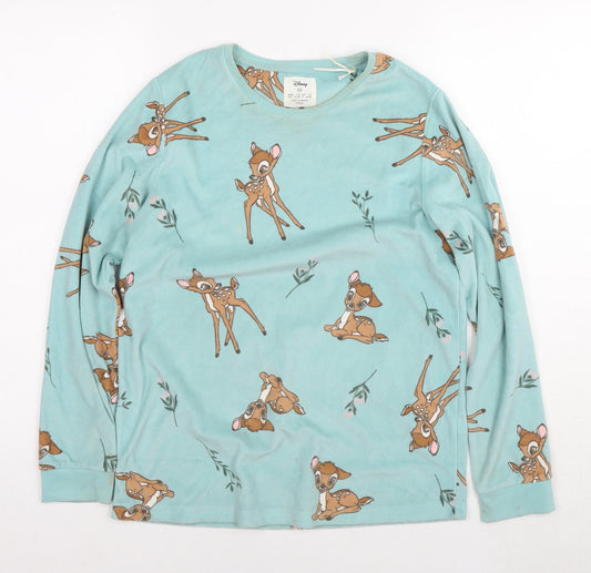 Disney Womens Blue Solid Polyester Top Pyjama Top Size 2XS - Bambi
