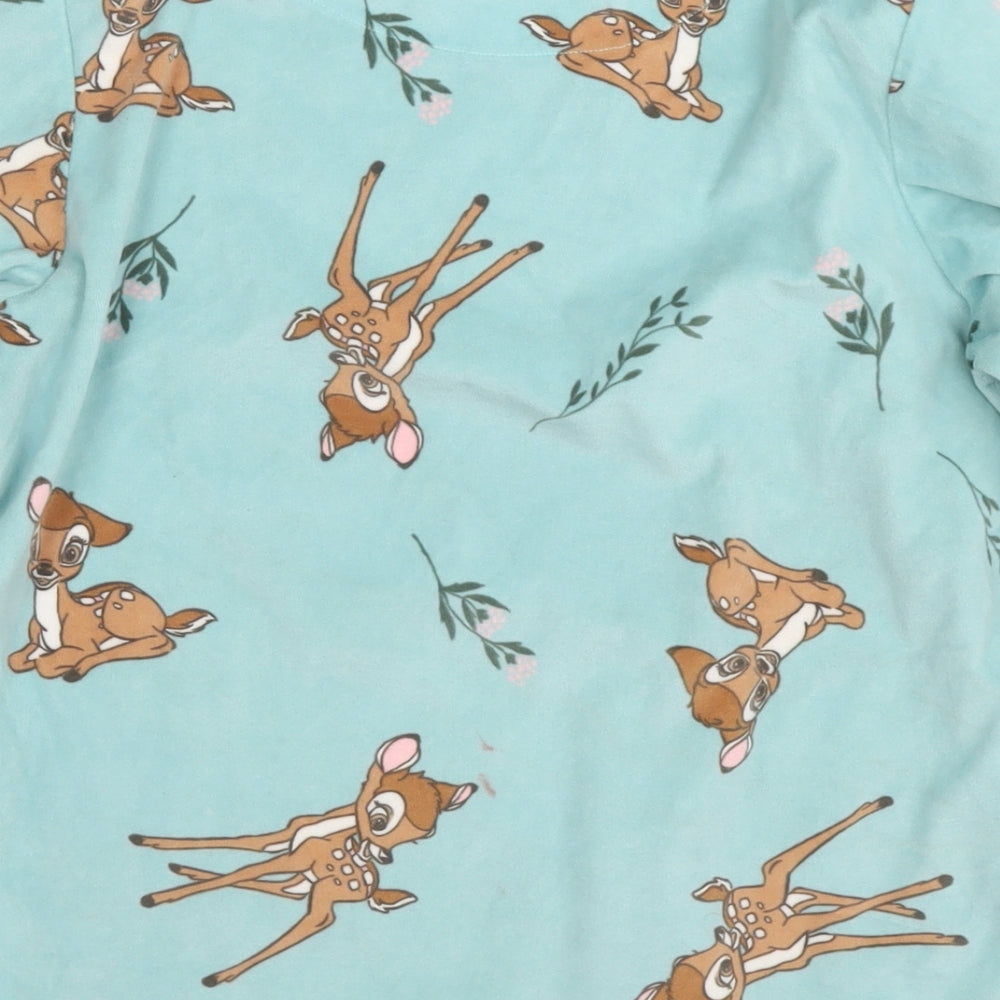 Disney Womens Blue Solid Polyester Top Pyjama Top Size 2XS - Bambi