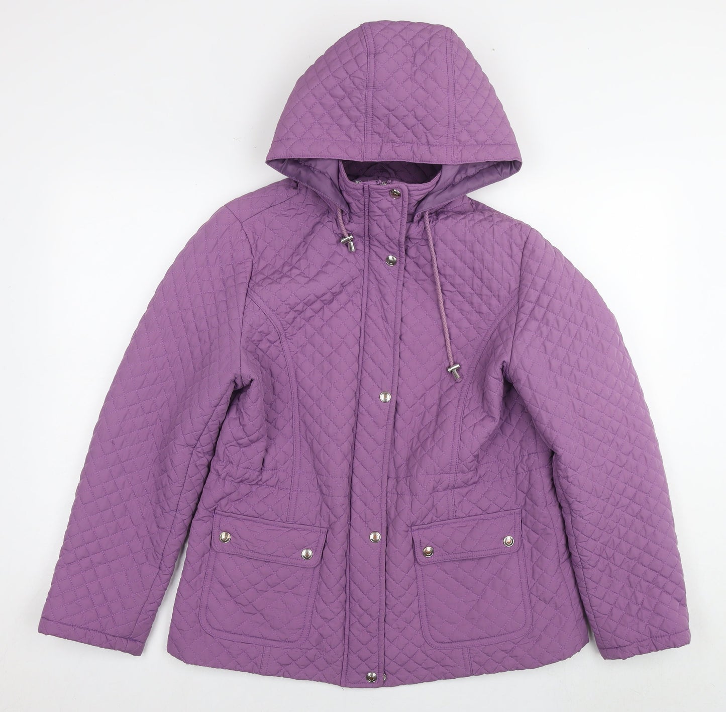 EWM Womens Purple Quilted Coat Size 14 Zip