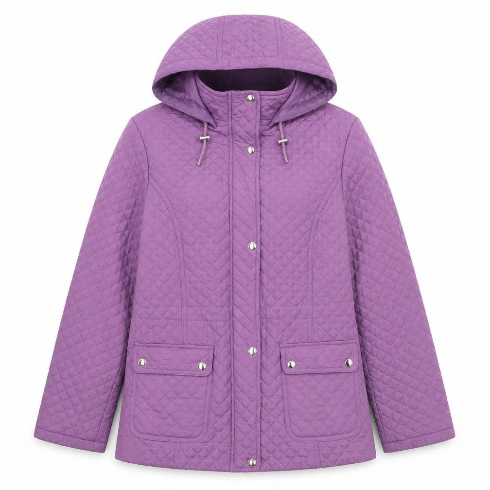 EWM Womens Purple Quilted Coat Size 14 Zip