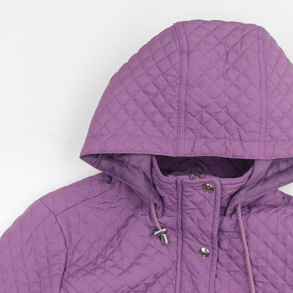 EWM Womens Purple Quilted Coat Size 14 Zip