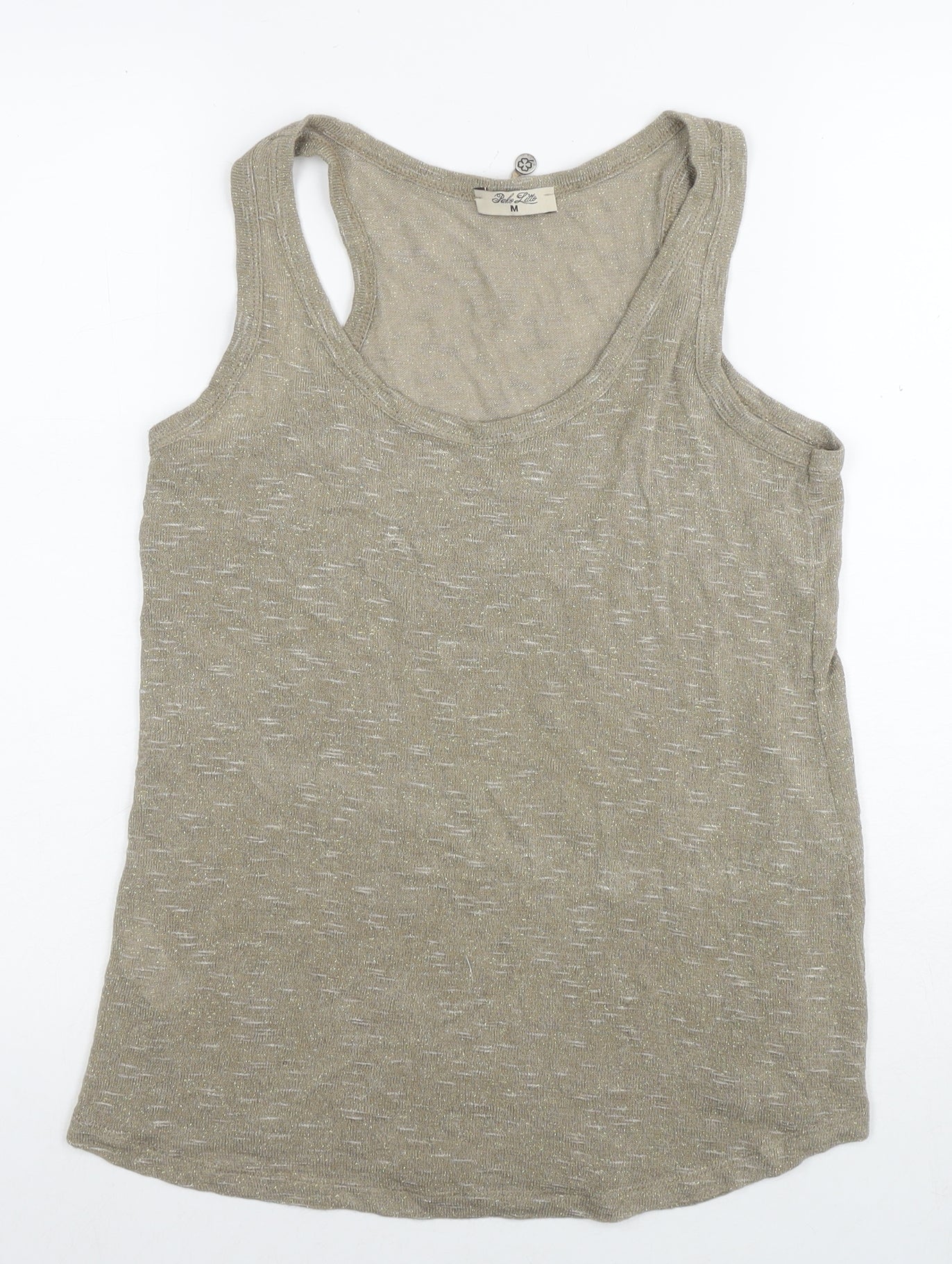 Pako Litto Womens Beige Viscose Basic Tank Size M Round Neck