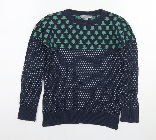 IBC Girls Blue Round Neck Cotton Pullover Jumper Size 7-8 Years Pullover - Christmas Jumper
