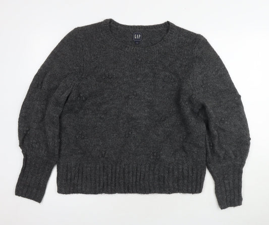 Gap Womens Grey Round Neck Acrylic Pullover Jumper Size L