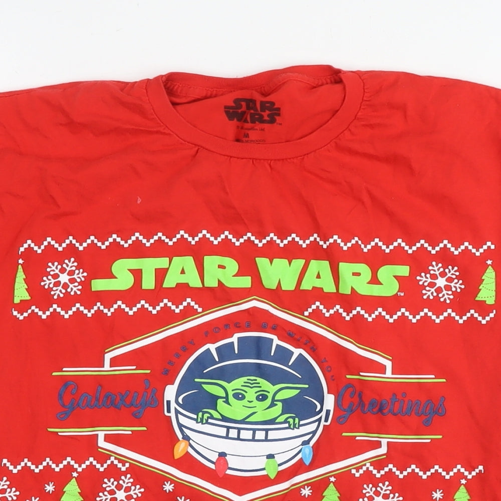 Star Wars Womens Red Cotton Basic T-Shirt Size M Round Neck - Star Wars Christmas