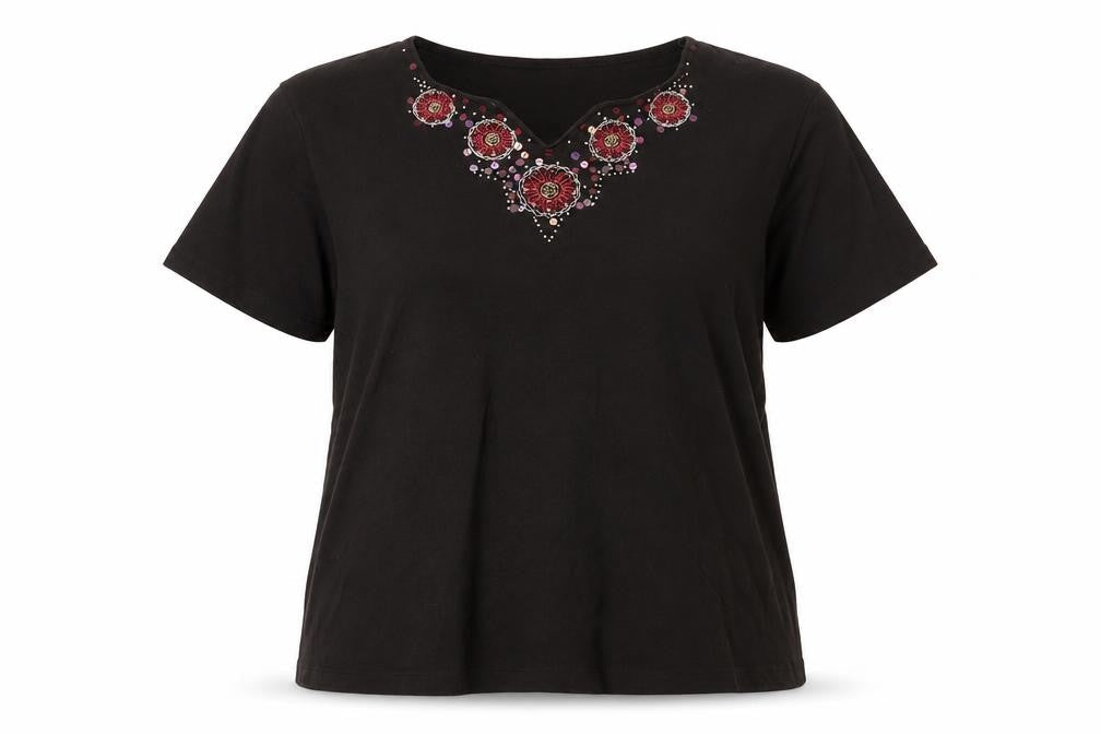 Womens UK Size XL EWM Black Cotton T-Shirt
