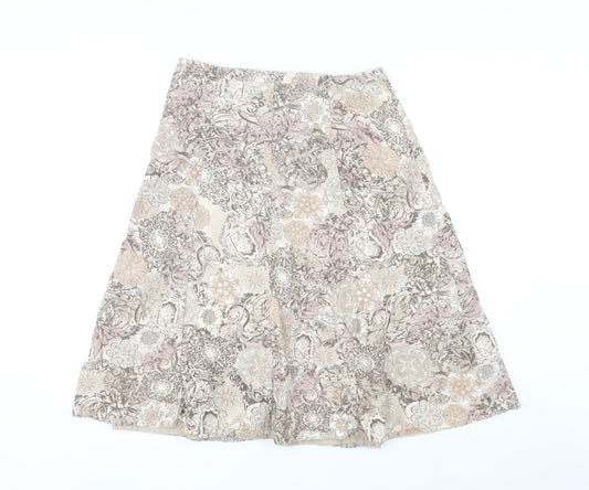 EWM Womens Multicoloured Geometric Cotton A-Line Skirt Size 10 Zip