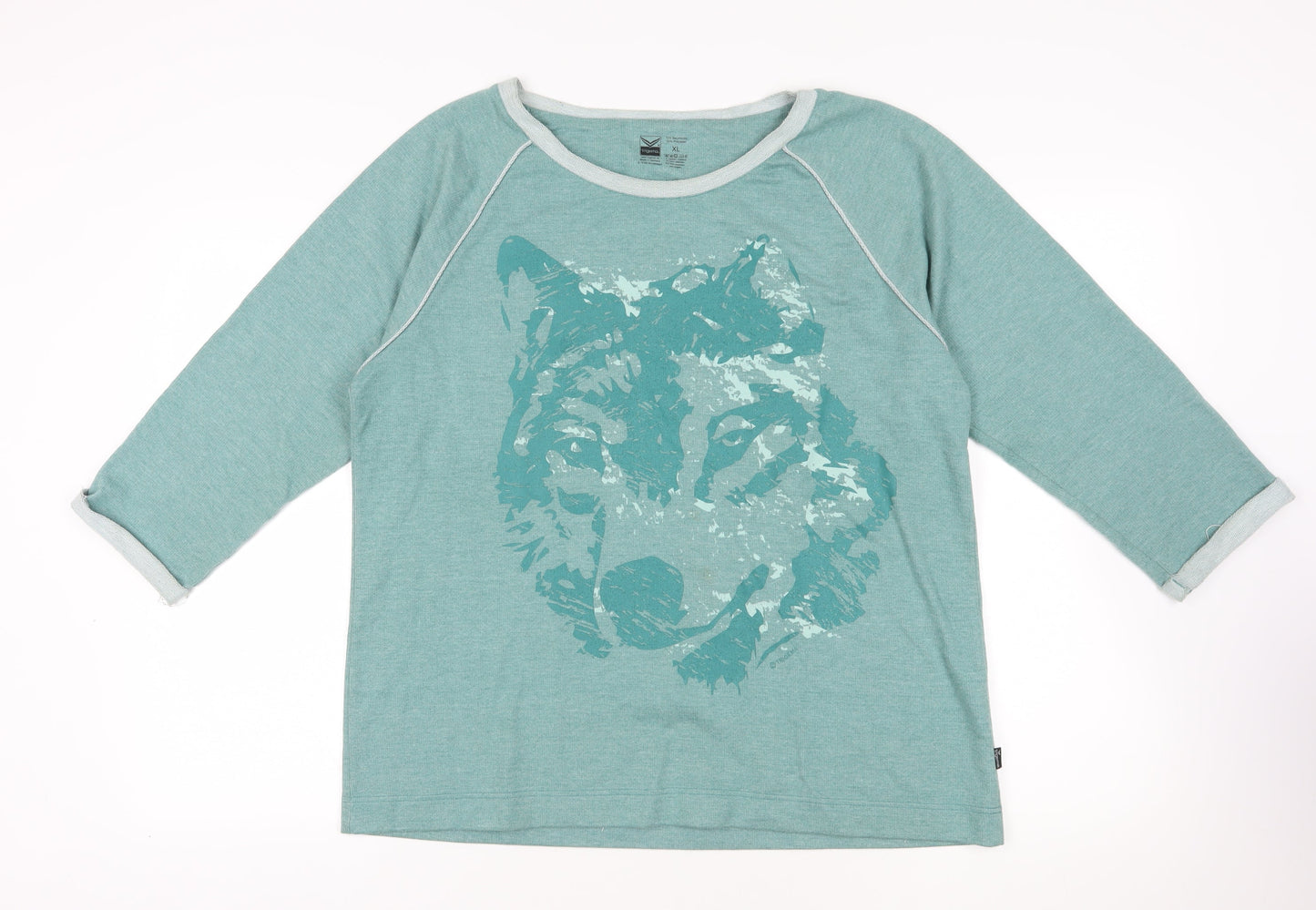 Trigema Green Wolf Graphic Pullover Sweatshirt XL