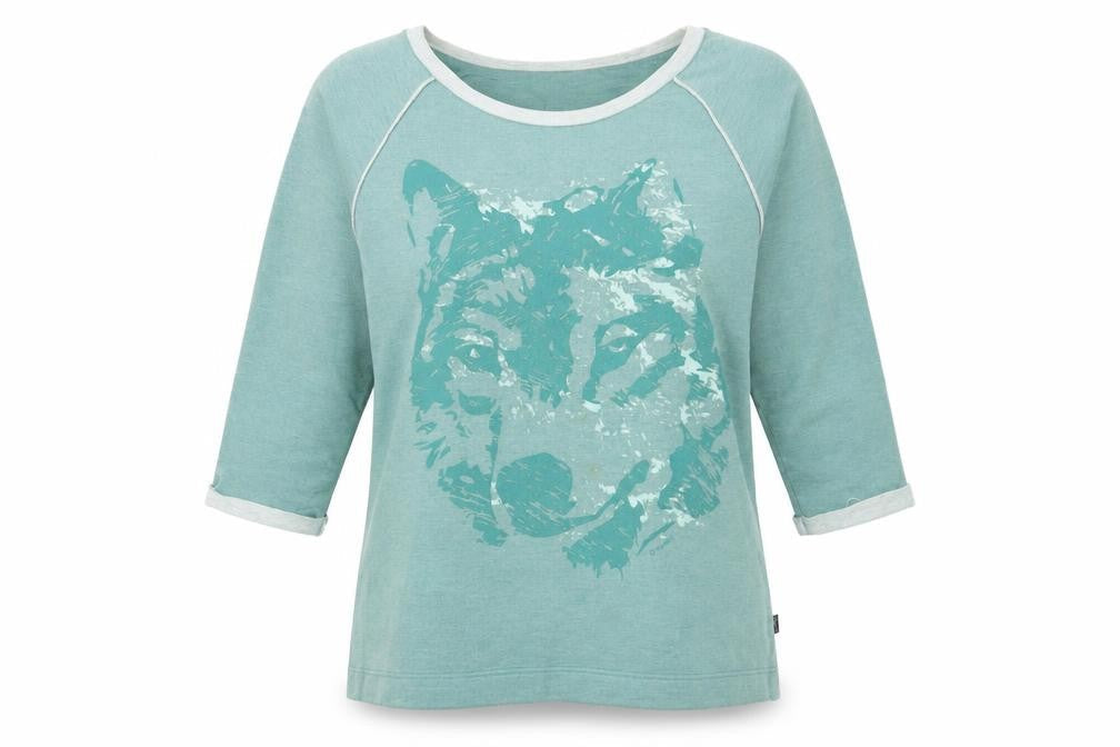 Trigema Womens Green Wolf Graphic Pullover Sweatshirt XL