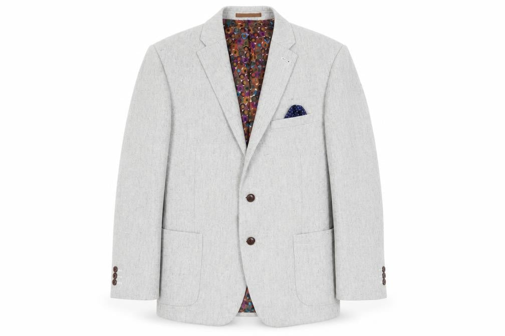 Front view of ONESIX5IVE5IVE Grey Slim Fit Blazer, Medium