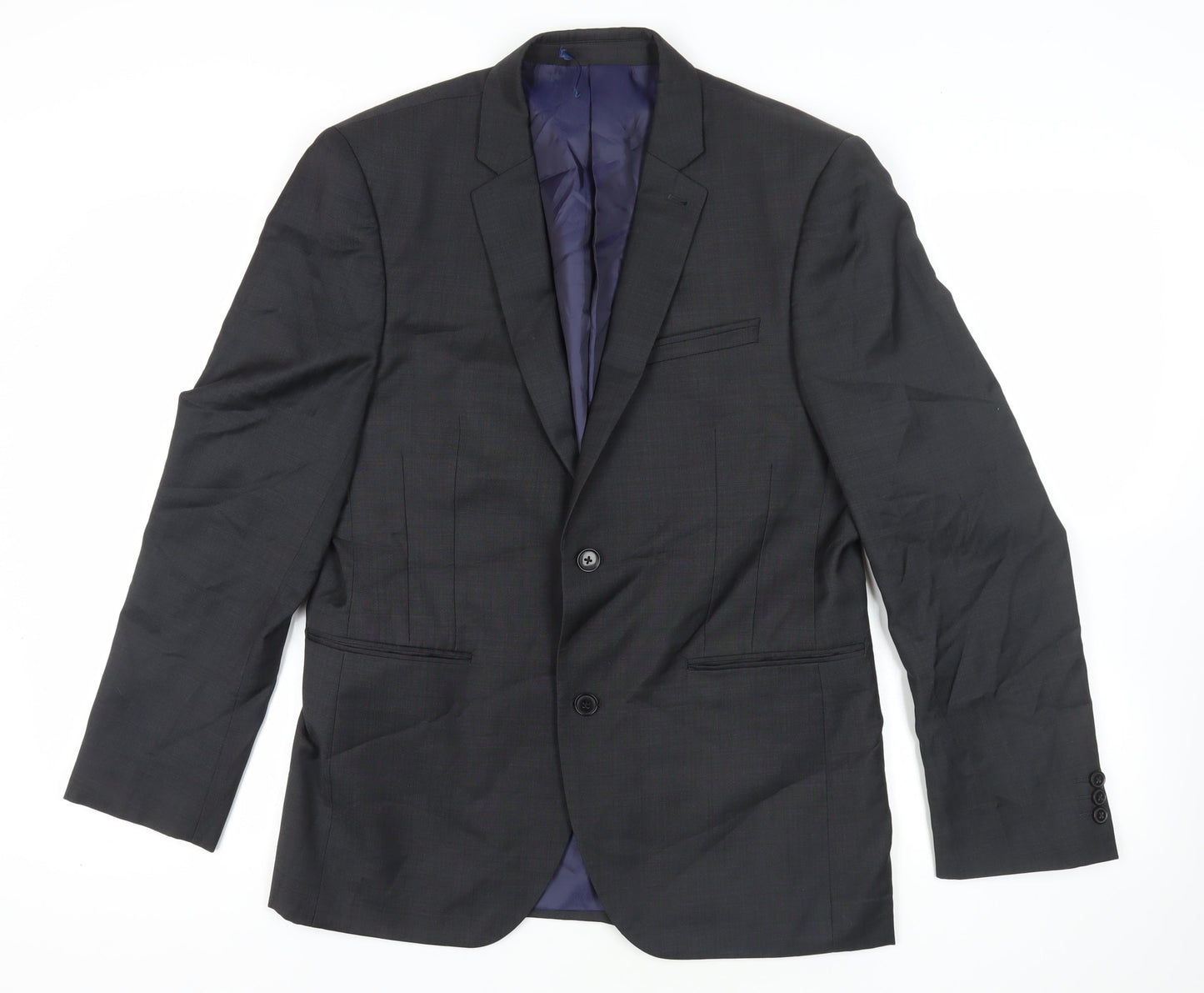Next Black Wool Blend Two-Button Blazer - 40R