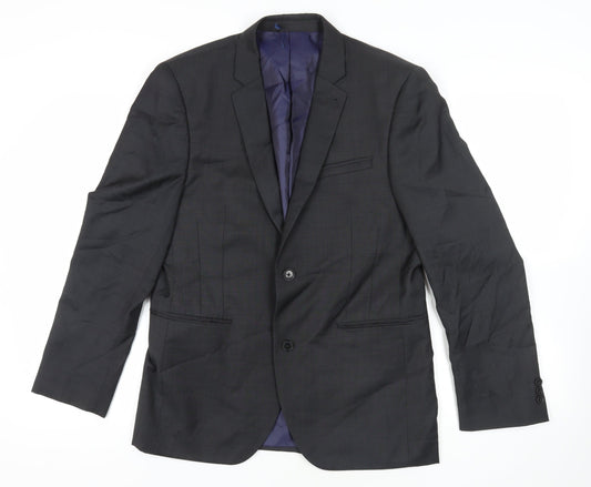 Next Black Wool Blend Two-Button Blazer - 40R