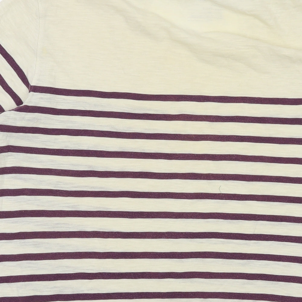 Gap Womens Ivory Striped Cotton Basic T-Shirt Size S Round Neck