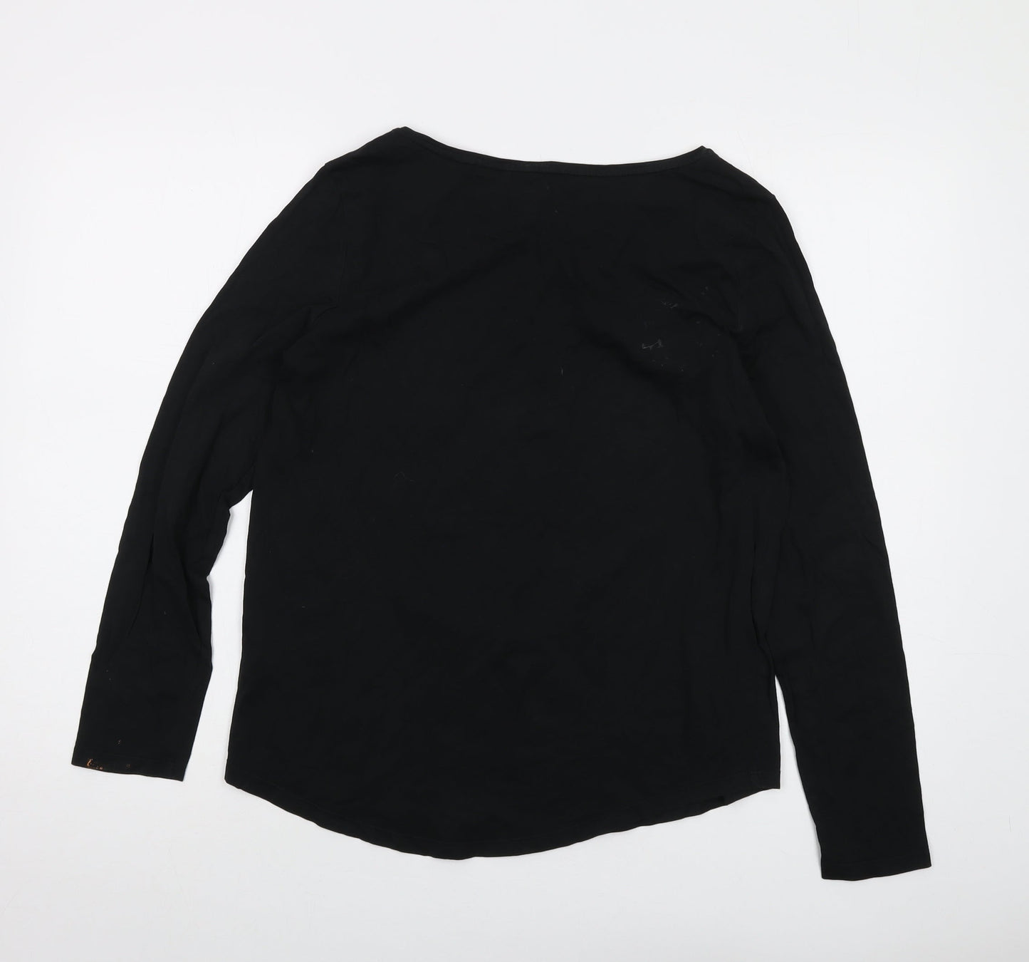 Esprit Womens Black Cotton Basic T-Shirt Size XL Round Neck