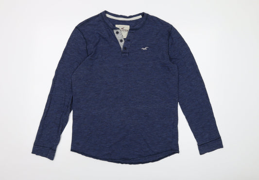 Hollister Mens Blue Cotton T-Shirt Size M V-Neck